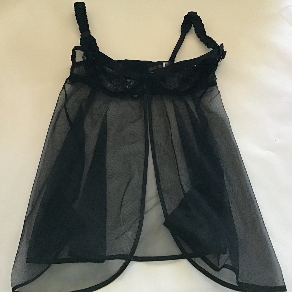 Fredricks of Hollywood sheer black baby doll lingerie, size M
